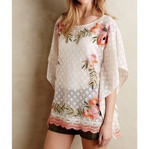 Anthropologie Lace Embroidered Top